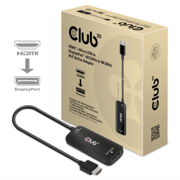 Club 3D HDMI™+ Micro USB auf DisplayPort™ St/B Aktiver Adapter CAC-1335